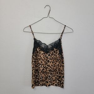 Zara Leopard Print Tank Top with Black Lace